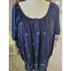 CST Studio Womens 4X Navy Blue Long Sleeve Button Down Shirt‎ Blouse Top